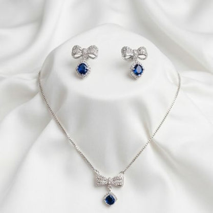 Norré Jewels Royal Sapphire Bow Set – Necklace & Earrings