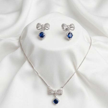 Norré Jewels Royal Sapphire Bow Set – Necklace & Earrings