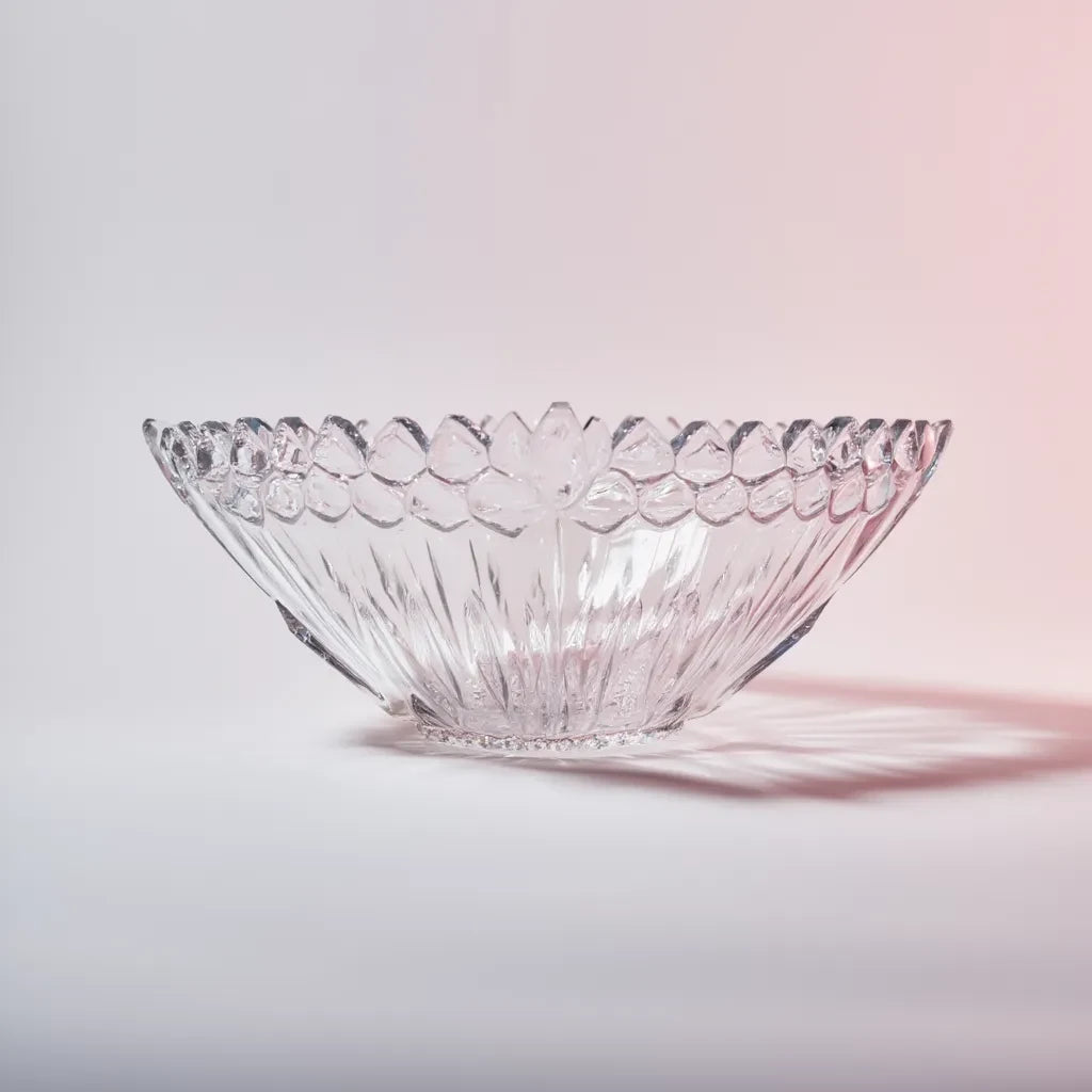 Crystal Etched Glass Serving Bowl