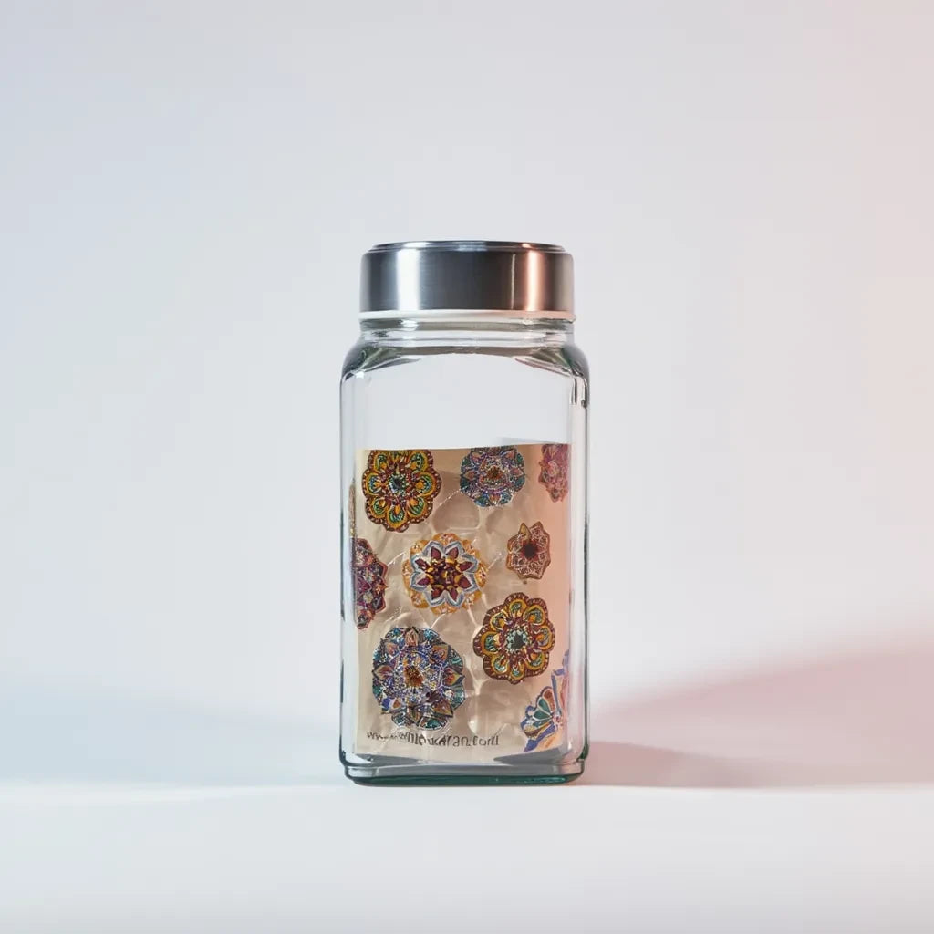 Crystal Clear Curved Glass Storage Jar with Steel Lid