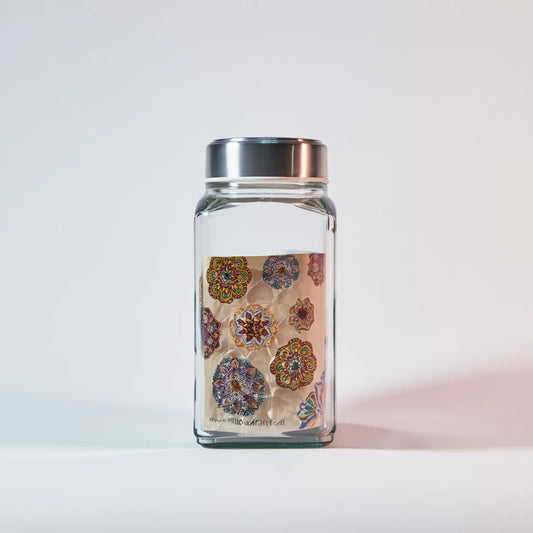 Crystal Clear Curved Glass Storage Jar with Steel Lid