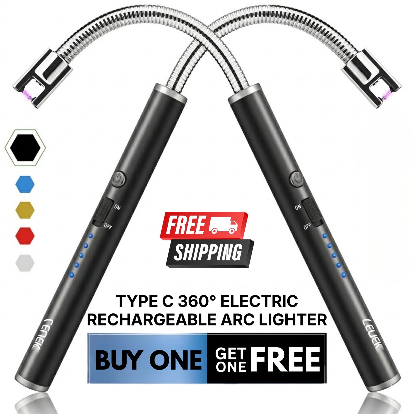 Buy 1 get 1 free 360° Electric Rechargeable Arc Lighter | Kitchen Electric Lighter Type C