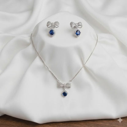 Norré Jewels Royal Sapphire Bow Set – Necklace & Earrings